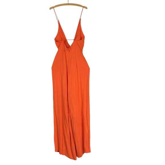 Forever 21 Orange Open Back Wide Leg Linen Blend Jumpsuit – Size L NWOT - Picture 3 of 8